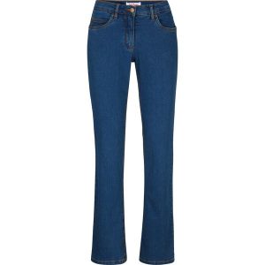 Dżinsy ze stretchem Straight, mid waist. Czarne jeansy bonprix, bez wzorów, z jeansu. Za 97,99 zł.