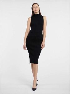 Orsay Top dzianinowy w kolorze czarnym rozmiar: L. Czarne topy Orsay, l, bez wzorów, z dzianiny, bez kołnierzyka, bez ramiączek. Za 32,75 zł.