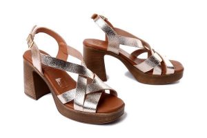 Oh! My Sandals 5938 DUNA CAVA, sandały damskie. Żółte sandały Oh My Sandals, bez wzorów, ze skóry, bez obcasa, bez zapięcia. Za 319,90 zł.