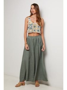 Lin Passion Lniana spódnica w kolorze khaki rozmiar: 34/36. Brązowe spódnice Lin Passion, bez wzorów, ze lnu, klasyczne, maxi. Za 165,99 zł.