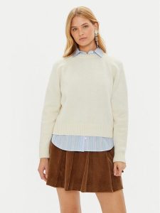 Weekend Max Mara Sweter Gabbia 2425366162 Écru Regular Fit. Swetry klasyczne Weekend Max Mara, xxl, z wełny, bez kołnierzyka. Za 519,99 zł.