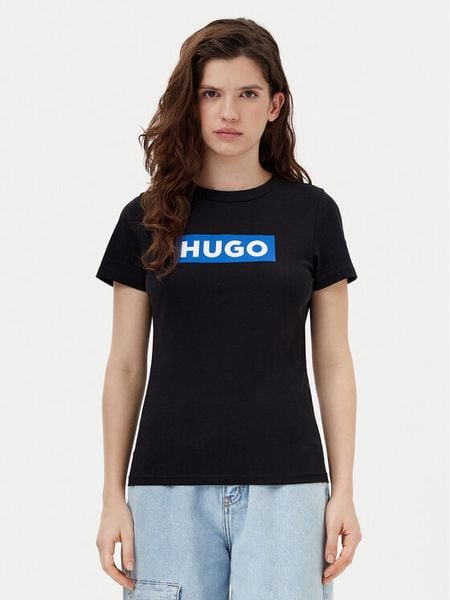 HUGO T-Shirt Classic 50510772 Czarny Slim Fit. Czarne t-shirty Hugo, xxs, bez wzorów, z bawełny, bez kołnierzyka, bez ramiączek. Za 122,99 zł.