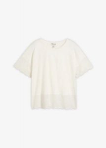 T-shirt z czystej bawełny organicznej. Czarne t-shirty bonprix, w ażurowe wzory, z bawełny, bez kołnierzyka, bez ramiączek. Za 47,99 zł.