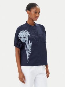Artigli Bluzka ACBL002227 Granatowy Regular Fit. Niebieskie bluzki Artigli, bez wzorów, z bawełny, bez kołnierzyka, bez ramiączek. Za 219,99 zł.