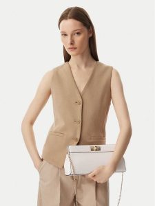 Tommy Hilfiger Torebka Th Modern Clutch AW0AW18727 Kremowy. Białe torebki klasyczne TOMMY HILFIGER, bez wzorów, ze skóry, bez dodatków. Za 529,99 zł.