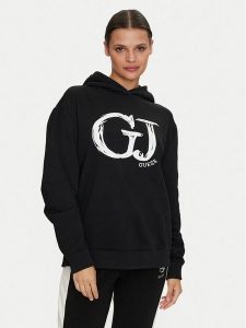 Guess Bluza Sara V4YQ00 K68I4 Czarny Relaxed Fit. Czarne bluzy Guess, xxs, z aplikacjami, z bawełny, bez kaptura. Za 189,99 zł.