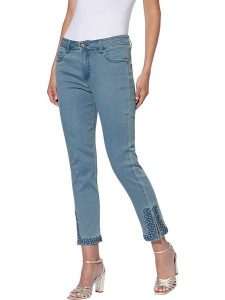 Heine Dżinsy - Slim fit - w kolorze błękitnym rozmiar: 40. Niebieskie jeansy Heine, z aplikacjami. Za 118,28 zł.