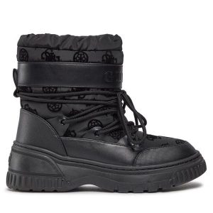 Śniegowce Guess. Czarne buty zimowe Guess, bez obcasa, bez zapięcia. Za 599,99 zł.