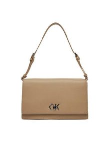 Calvin Klein Torebka Ck Elongated Shoulder Bag K60K612807 Beżowy. Brązowe torebki klasyczne Calvin Klein, bez wzorów, ze skóry, bez dodatków. Za 309,99 zł.