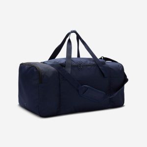 Torba sportowa Decathlon Essential 75 l. Niebieskie torby podróżne i sportowe DECATHLON, bez wzorów, z materiału, na ramię. Za 79,99 zł.