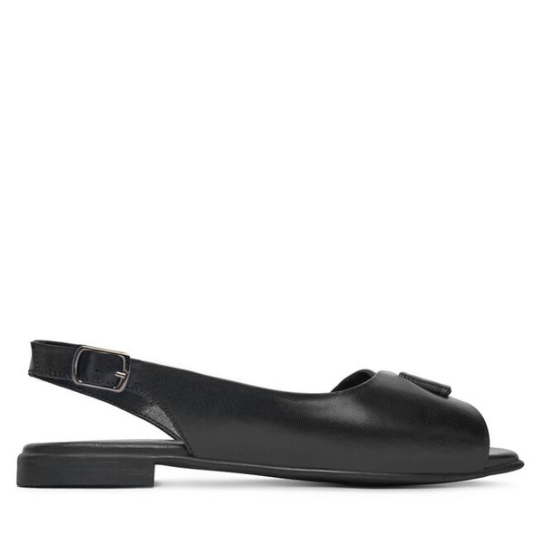 Sandały Lasocki. Czarne sandały Lasocki, bez wzorów, bez obcasa, na płaskiej podeszwie, bez zapięcia. Za 159,99 zł.