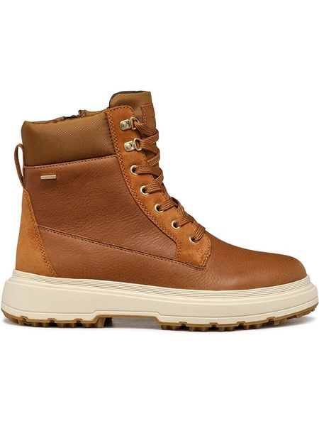 Geox Skórzane botki "Lamidie + Grip" w kolorze jasnobrązowym rozmiar: 35. Brązowe botki Geox, bez wzorów, bez obcasa, bez zapięcia. Za 225,70 zł.