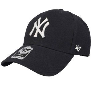 Czapka z daszkiem dla dorosłych 47 MLB New York Yankees MVP Cap. Niebieskie czapki 47 Brand, bez wzorów, z materiału. Za 99,99 zł.