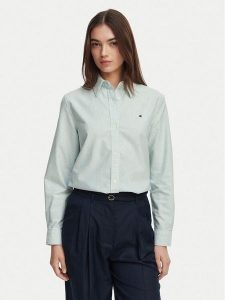 Tommy Hilfiger Koszula WW0WW46111 Zielony jasny Relaxed Fit. Zielone koszule TOMMY HILFIGER, bez wzorów, z bawełny, bez kołnierzyka, bez ramiączek. Za 409,99 zł.