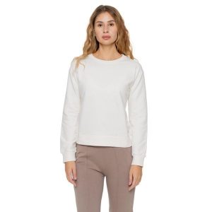 Bluza zimowa Leone 1947 Never Without Damen z Rundhalsausschnitt. Białe bluzy LEONE 1947 APPAREL, na zimę, bez wzorów, z bawełny, bez kaptura. W wyprzedaży za 147,35 zł.