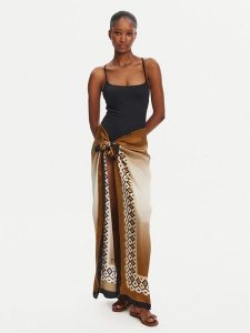Max Mara Beachwear Chusta Ottico 2516541019 Brązowy. Brązowe rękawiczki Max Mara Beachwear, bez wzorów, z jedwabiu. Za 809,99 zł.