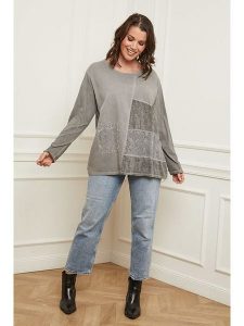 Curvy Lady Koszulka w kolorze szarym rozmiar: 44/46. Szare bluzki Curvy Lady, bez wzorów, z koronki, klasyczne, z asymetrycznym kołnierzem, bez ramiączek. Za 126,75 zł.