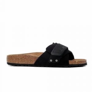 Klapki damskie Birkenstock Oita. Szare klapki Birkenstock, bez wzorów, z materiału, bez obcasa. Za 498,80 zł.