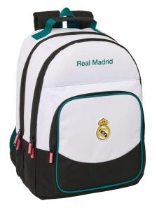Podwójna szkolna torba Real Madrid 2026-27. Białe torby podróżne i sportowe REAL MADRID, bez wzorów, z materiału, duże. Za 209,00 zł.