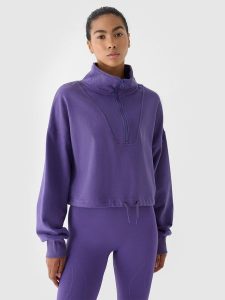 4F Bluza dresowa bez kaptura damska 4F x Anna Lewandowska - fioletowa XS. Fioletowe bluzy 4f, xs, bez wzorów, z bawełny, bez kaptura. W wyprzedaży za 139,99 zł.