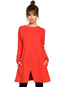 Be Wear Tunika w kolorze czerwonym rozmiar: S/M. Czerwone tuniki Be Wear, m, bez wzorów, bez kołnierzyka, bez ramiączek. Za 166,49 zł.