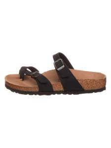 Birkenstock Japonki "Mayari" w kolorze czarnym rozmiar: 36. Czarne klapki Birkenstock, bez wzorów, z otwartym noskiem, bez obcasa. Za 378,63 zł.