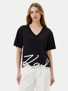 KARL LAGERFELD T-Shirt A2W17104 Czarny Relaxed Fit. Czarne t-shirty KARL LAGERFELD, xs, bez wzorów, z bawełny, bez kołnierzyka, bez ramiączek. Za 289,99 zł.