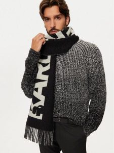 KARL LAGERFELD Szalik 246W3309 Czarny. Czarne rękawiczki KARL LAGERFELD, bez wzorów, z materiału. Za 649,99 zł.