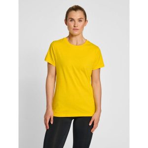 Koszulka damska Hummel Red Heavy. Żółte bluzki Hummel, s, bez wzorów, z bawełny, sportowe, bez kołnierzyka, bez ramiączek. Za 107,00 zł.