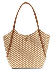 Guess Shopper bag w kolorze karmelowo-kremowym - 41 x 34 x 14 cm rozmiar: onesize. Brązowe shopper bag Guess, z aplikacjami, z materiału, na ramię, bez dodatków. Za 517,02 zł.