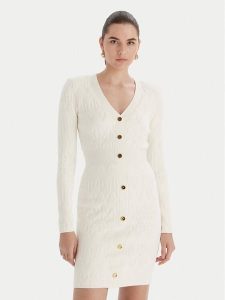 Marciano Guess Sukienka 5BGK04 5661Z Écru Slim Fit. Sukienki Marciano Guess, z aplikacjami, z dzianiny, bez kołnierzyka, bez ramiączek. Za 699,99 zł.