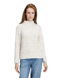 CARTOON Sweter w kolorze biało-beżowym rozmiar: 46. Białe swetry oversize Cartoon, bez wzorów, ze splotem, bez ramiączek. Za 139,95 zł.