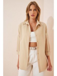 Happiness Istanbul Bluzka w kolorze beżowym rozmiar: 38. Brązowe bluzki Happiness Istanbul, bez wzorów, bez kołnierzyka, bez ramiączek. Za 74,95 zł.