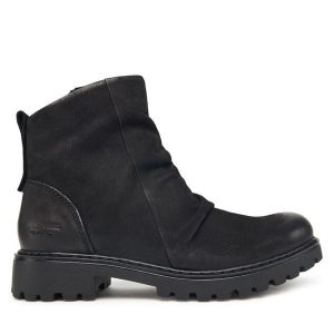 Botki Josef Seibel. Czarne botki Josef Seibel, bez wzorów, bez obcasa, na płaskiej podeszwie, bez zapięcia. Za 409,99 zł.