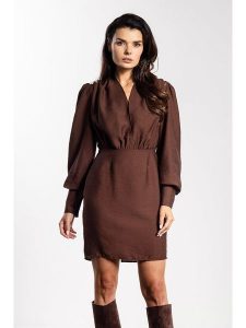 Awama Sukienka w kolorze brązowym rozmiar: M. Brązowe sukienki Awama, m, bez wzorów, bez kołnierzyka, bez ramiączek, mini. Za 159,99 zł.