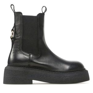 Sztyblety Badura. Czarne botki Badura, bez wzorów, bez obcasa, na płaskiej podeszwie, bez zapięcia. Za 429,99 zł.