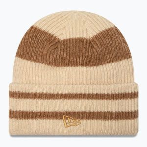 Czapka zimowa damska New Era Stripe Cuff Knit Beanie. Brązowe czapki New Era, bez wzorów. Za 139,99 zł.