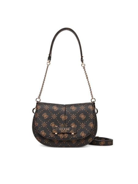 Guess Torebka Carrie Logo HWGP98 98200 Brązowy. Brązowe torebki klasyczne Guess, z aplikacjami, ze skóry, bez dodatków. Za 388,99 zł.