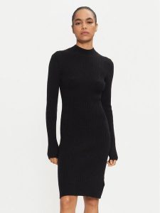 Calvin Klein Sukienka dzianinowa K20K207499 Czarny Slim Fit. Czarne sukienki Calvin Klein, l, bez wzorów, z dzianiny, bez kołnierzyka, bez ramiączek. Za 649,99 zł.