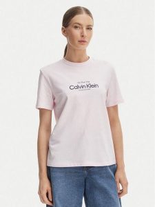Calvin Klein Jeans T-Shirt NYC Logo LV047F810G Różowy Classic Fit. Czerwone t-shirty Calvin Klein Jeans, xl, bez wzorów, z bawełny, bez kołnierzyka, bez ramiączek. Za 169,99 zł.