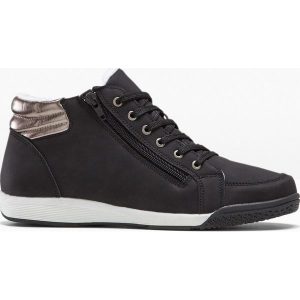 Sneakersy. Czarne buty sportowe bonprix, na zimę, bez wzorów, z materiału, bez zapięcia. Za 124,99 zł.