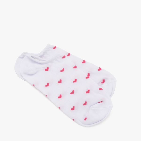 Skarpetki damskie z serduszkami. Białe skarpetki Ryłko, bez wzorów, z bawełny. W wyprzedaży za 14,99 zł.