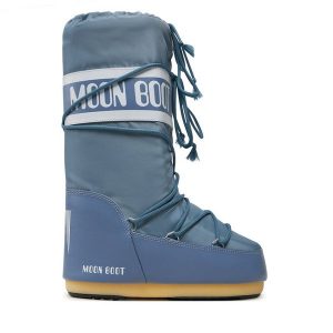 Śniegowce Moon Boot. Niebieskie buty zimowe Moon Boot, z nylonu, bez obcasa, bez zapięcia. Za 469,99 zł.