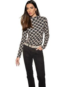 Heine Koszulka w kolorze czarno-beżowym rozmiar: 44. Brązowe bluzki Heine, bez wzorów, bez kołnierzyka, bez ramiączek. Za 41,79 zł.