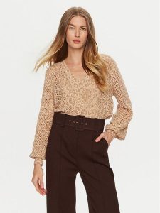 TWINSET Kardigan 241TT3271 Beżowy Regular Fit. Brązowe kardigany Twinset, z bawełny. Za 499,99 zł.