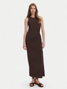 Max Mara Beachwear Sukienka letnia 2516621049650 Brązowy Regular Fit. Brązowe sukienki Max Mara Beachwear, na lato, s, bez wzorów, z wiskozy, bez kołnierzyka, bez ramiączek. Za 629,99 zł.
