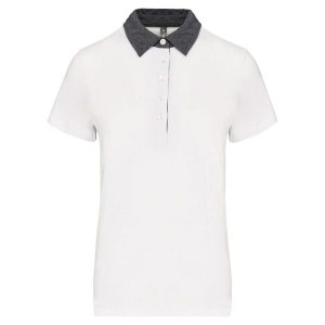 Damska koszulka polo z dżerseju Kariban. Białe bluzki KARIBAN, bez wzorów, z dżerseju, bez kołnierzyka, bez ramiączek. Za 124,00 zł.