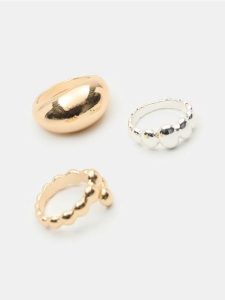 Pierścionki z błyszczącym wykończeniem 3 pack - wielobarwny. Pierścionki Sinsay. Za 12,99 zł.