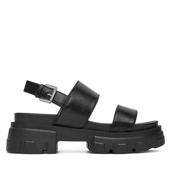 Sandały DeeZee. Czarne sandały DeeZee, bez wzorów, bez obcasa, na płaskiej podeszwie, bez zapięcia. Za 111,99 zł.