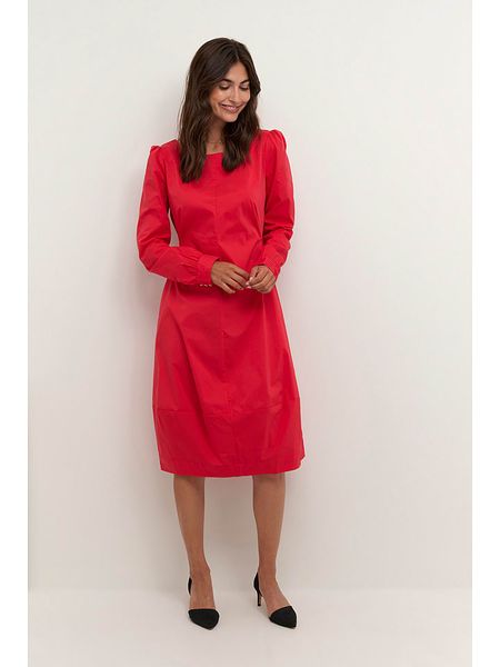 CULTURE Sukienka w kolorze czerwonym rozmiar: XS. Czerwone sukienki Culture, xs, bez wzorów, bez kołnierzyka, bez ramiączek, midi. Za 152,99 zł.